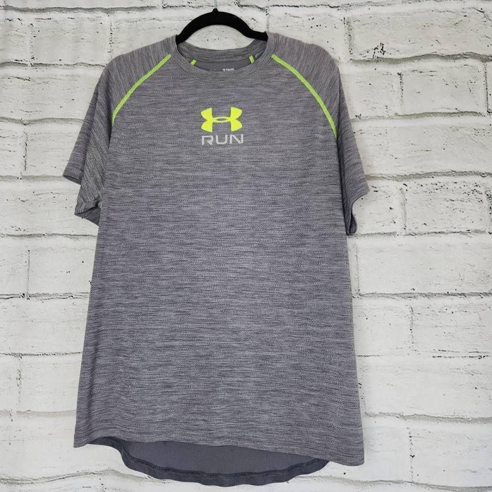 Under Armour Heat Gear Mens Short Sleeve Shirt Size XL Gray Workout Top